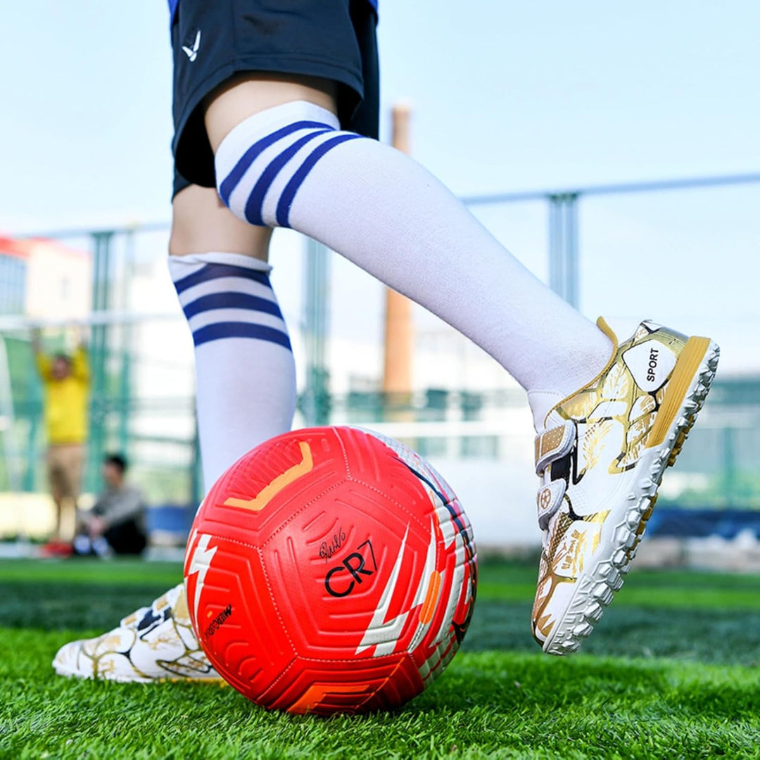 Agnueuty Fussballschuhe mit Stollen für Jungen Mädchen Athletics Football Schuhe Laceless Leichtathl
