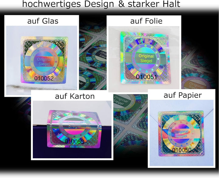 500 Stk - 3D Hologramm Original-Siegel mit Seriennummer - 25mm silber glänzend - Sicherheitssiegel,