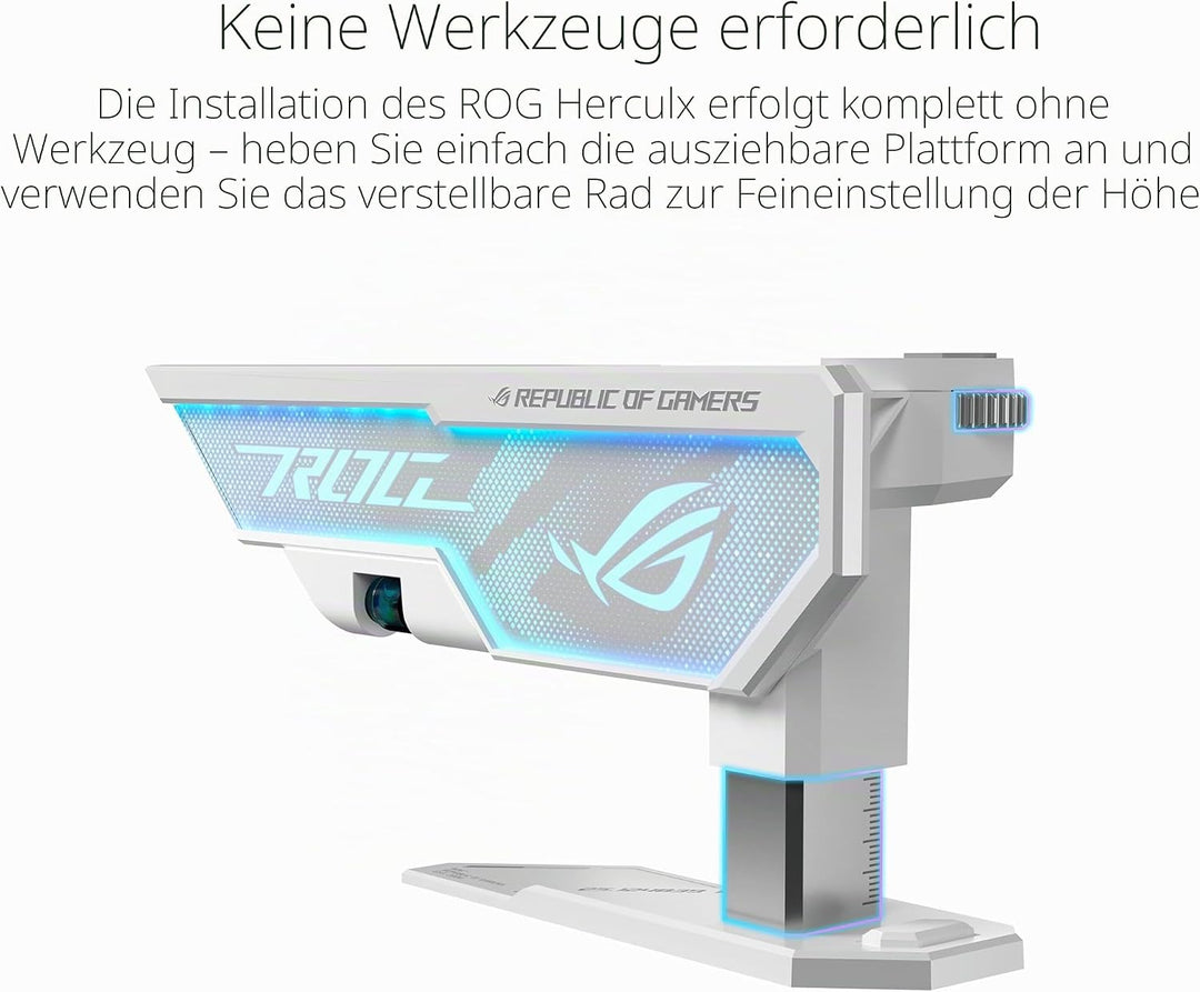 ASUS ROG Herculx Grafikkartenhalter White (Stützhöhe 72-128 mm, integriertes 3D-ARGB-Element, Aura S
