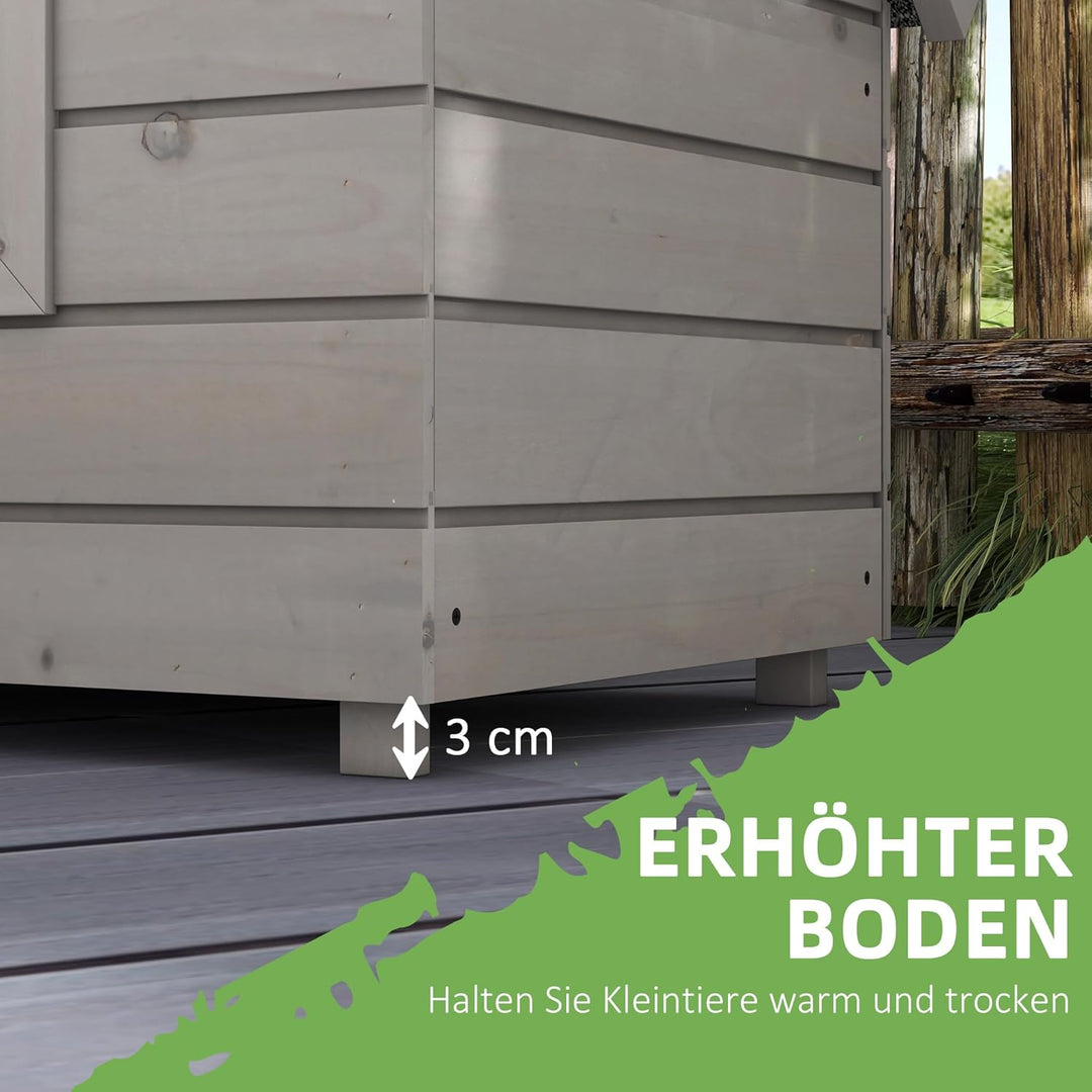 PawHut Katzenhaus aus Holz wasserdicht Katzenhütte mit Asphaltdach klappbarem Deckel Fenster Winterf
