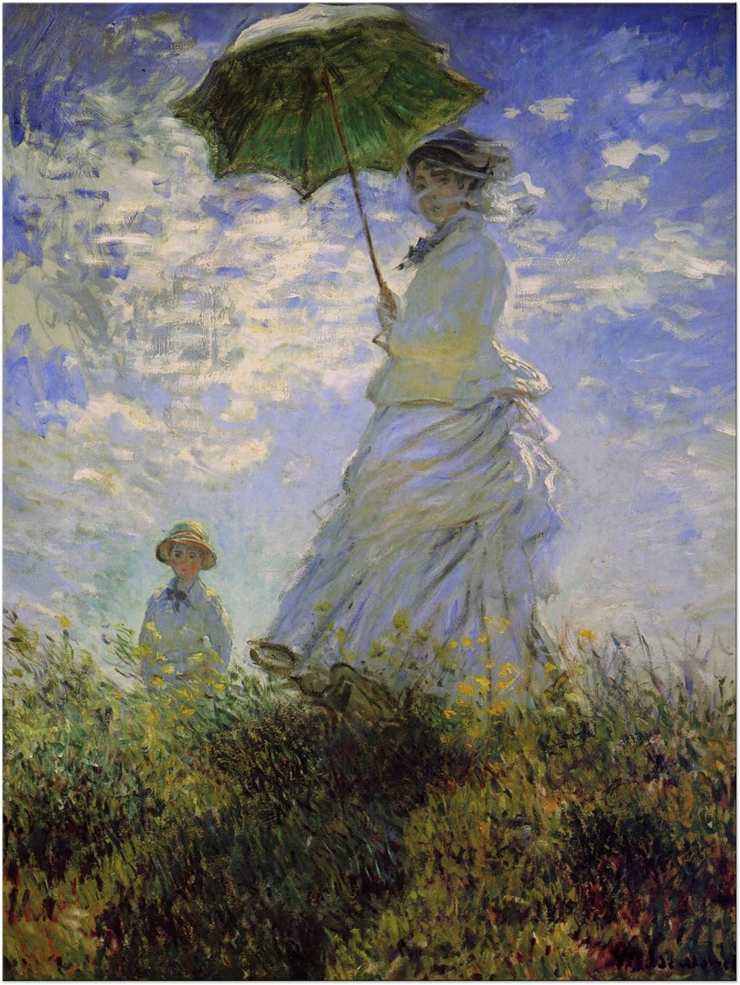 Bilderdepot24 Bild auf Leinwand | Claude Monet Frau mit Sonnenschirm in 50x70 cm als Wandbild | Wand
