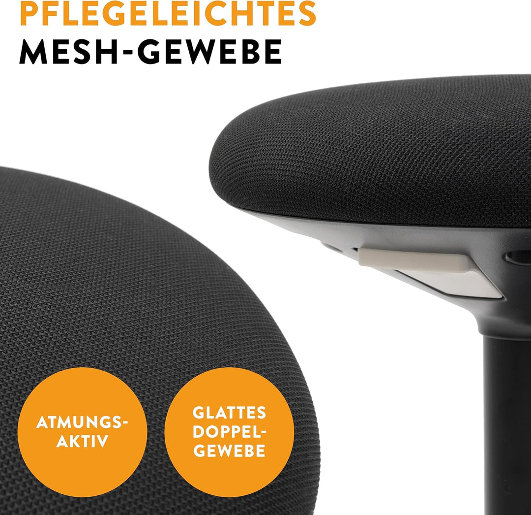 boho office® Stehhilfe, Sitzhilfe, Ergonomischer Hocker, Stehhocker, Stehsitz, Schwarz, Kunststoff,