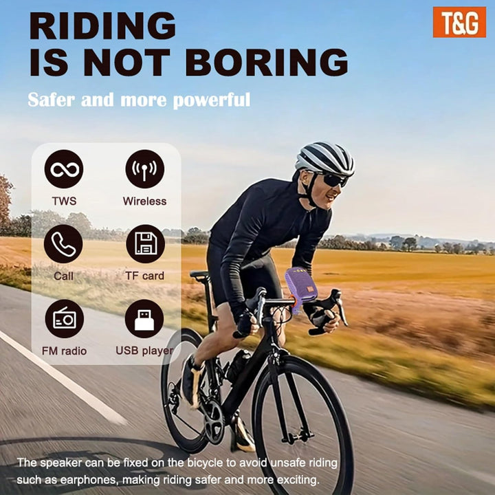 T&amp;G Tragbarer Bluetooth-Fahrrad-Lautsprecher: wasserdichter kabelloser Mini-Lautsprecher mit Fahrrad