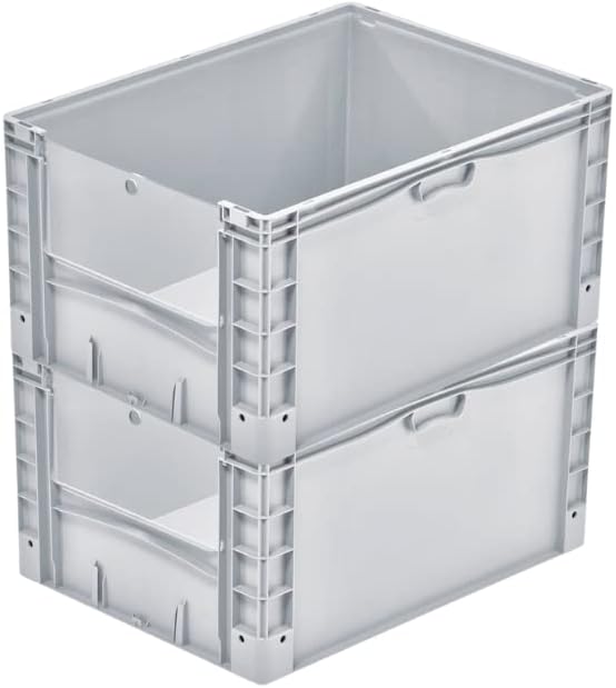 SparSet 2x Euro-Norm Grossbehälter Insight Cover | HxBxT 42x60x80cm | 168 Liter | Grau | Eurobehälte