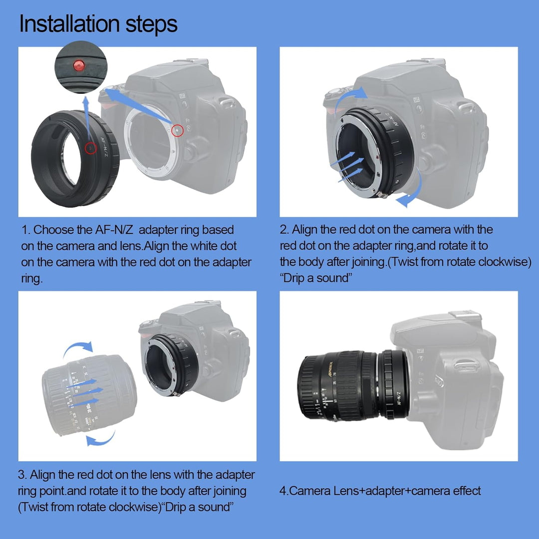 AF-Niko Z Objektivadapter Adapterring,für Minolta AF Objektiv/Sony A Objektiv Kompatibel für Nikon Z