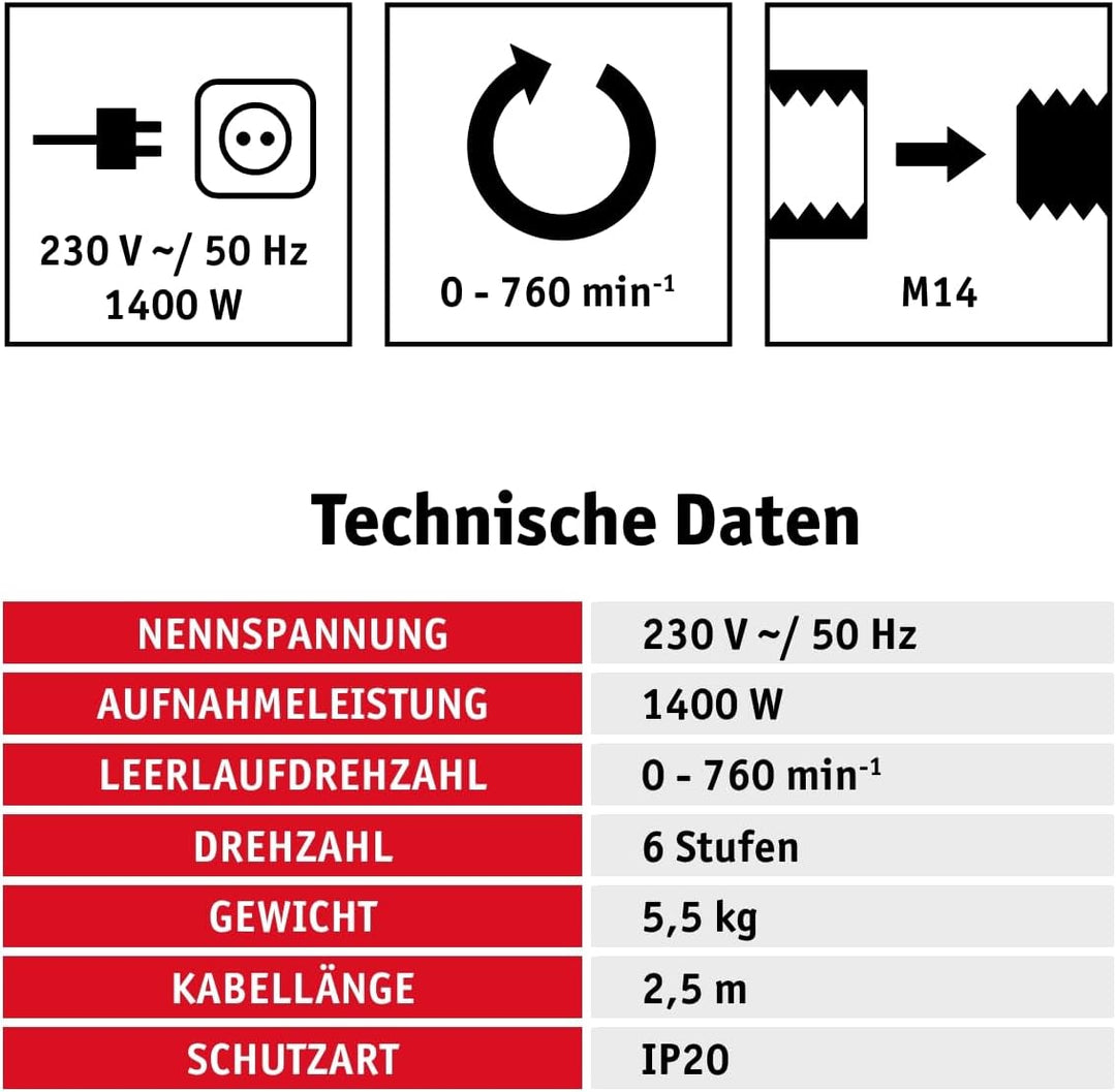 WALTER Farb- und Mörtelrührer 1400 Watt mit Softstartmechanismus und elektronischer Drehzahlregelung