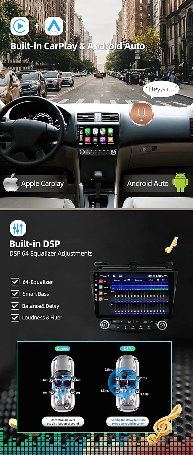 JOYX - 6G+128G - Android 15 Autoradio Passt für Honda Accord 7th (2002-2007) - Eingebaut DSP/Carplay