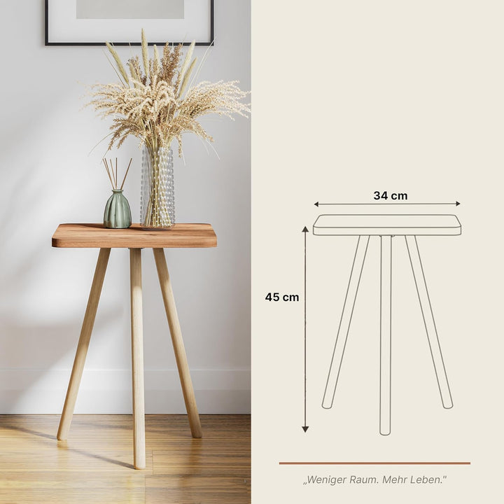 Beistelltisch Eiche 34x45 cm Holzbeine Sofatisch Couchtisch Nachttisch Skandinavisch Natur Oak Quadr