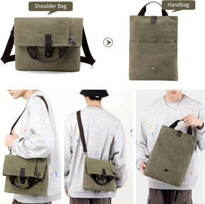 CORIOS Herren Umhängetaschen Canvas Schultertasche Casual Henkeltaschen Gross Schulterhandtasche Han