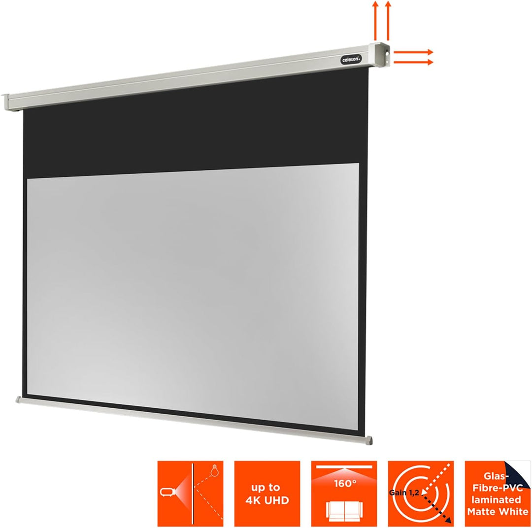 celexon Professional Motor-Leinwand 70" | 160x90 cm 16:9 | elektrische 4K,Full-HD Beamer-Leinwand fü