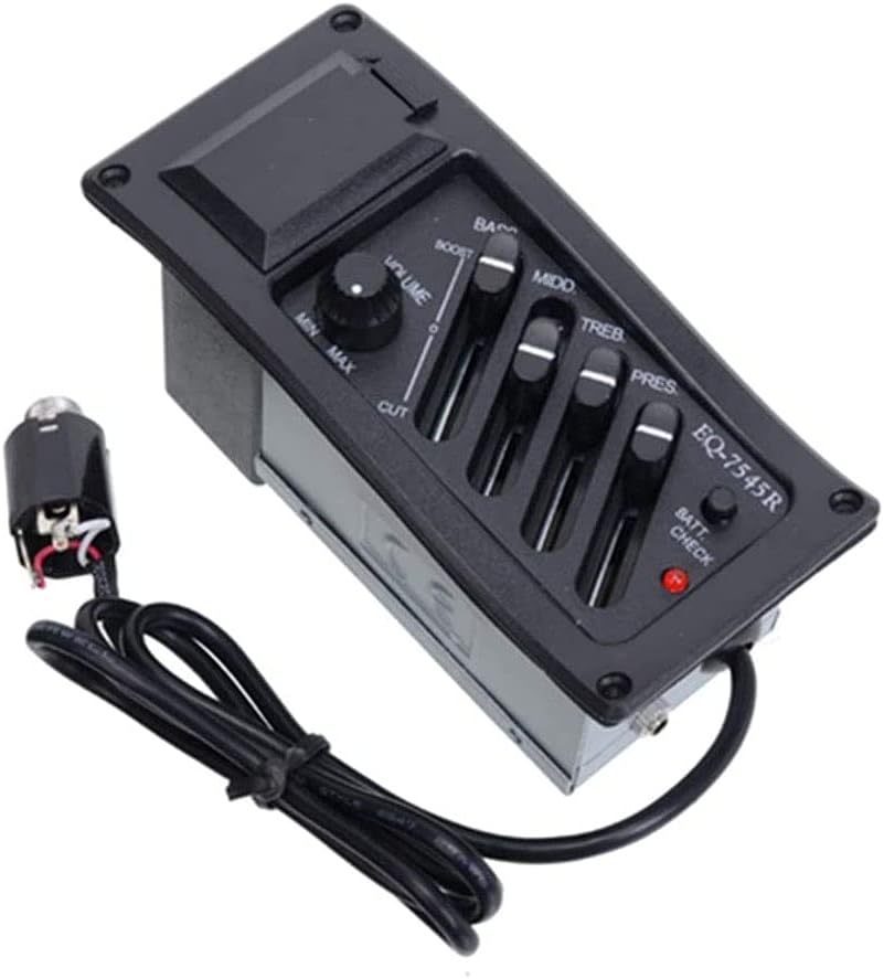 Jiayouy Guitar Pickup 4 Band EQ-7545R Preamp Amplifier Equalizer Tuner Piezo Pickup for Acoustic Gui