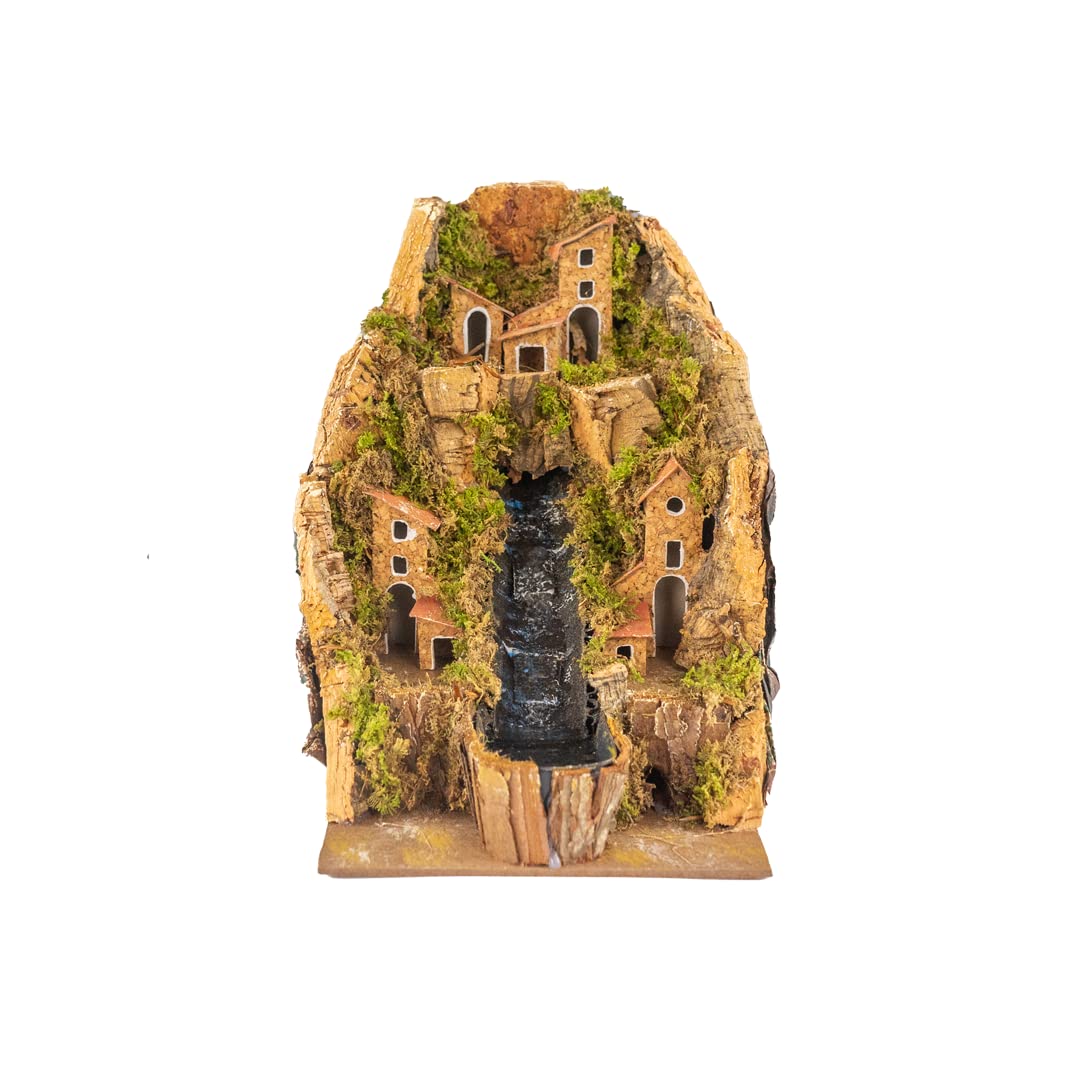 Dorf mit zentralem Bach für Krippe mit Häusern 20 x 14 x 20 cm (7,87 x 5,51 x 7,87 Zoll), hergestell