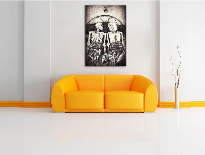 Horror Paar Pinsel Effekt, Format: 100x70 auf Leinwand, XXL riesige Bilder fertig gerahmt mit Keilra