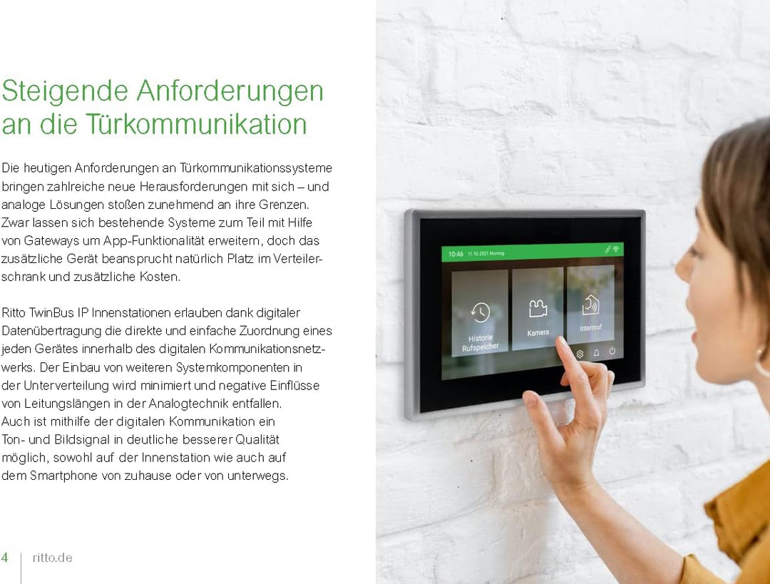 Ritto Gegensprechanlage Video Innenstation, TwinBus IP,7-Zoll HD Monitor für klare visuelle Kommunik