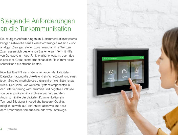 Schneider Electric Ritto Video-Gegensprechanlage Innenstation, TwinBus IP mit App, Weiss, Artikelnum