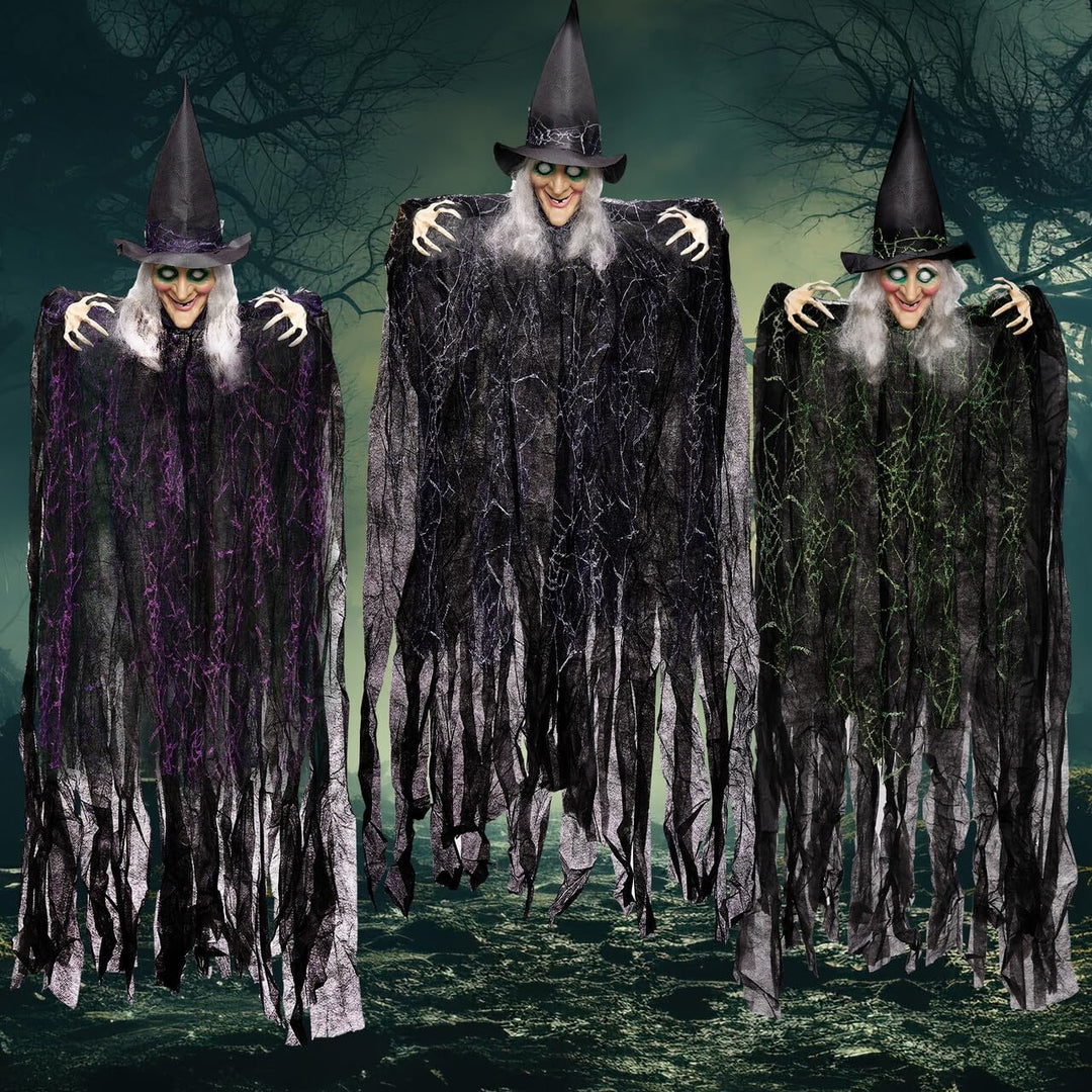 JOYIN 3 Stück Halloween hängende Hexen mit biegsamen Armen, 89,7 cm, Halloween hängende Dekorationen