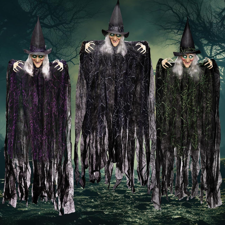 JOYIN 3 Stück Halloween hängende Hexen mit biegsamen Armen, 89,7 cm, Halloween hängende Dekorationen