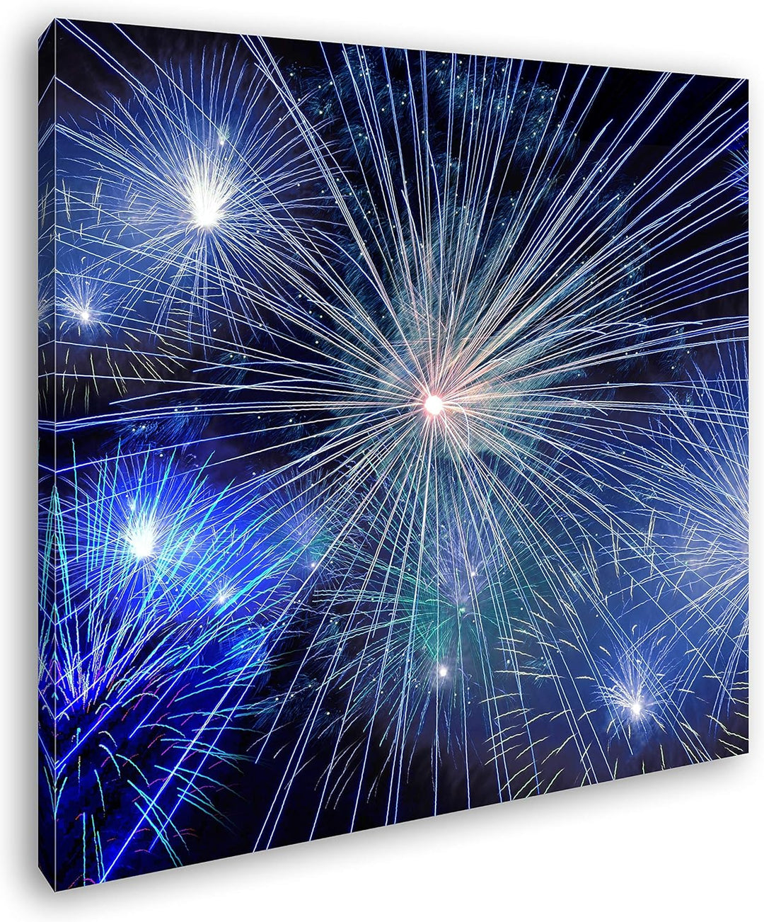 deyoli Atemberaubendes Feuerwerk im Format: 70x70 als Leinwandbild, Motiv fertig gerahmt auf Echthol
