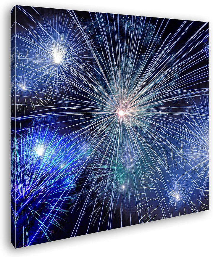 deyoli Atemberaubendes Feuerwerk im Format: 70x70 als Leinwandbild, Motiv fertig gerahmt auf Echthol