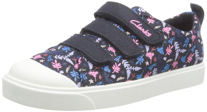 Clarks Mädchen City Vibe K. Sneaker 27 EU Toile Bleu Marine, 27 EU Toile Bleu Marine