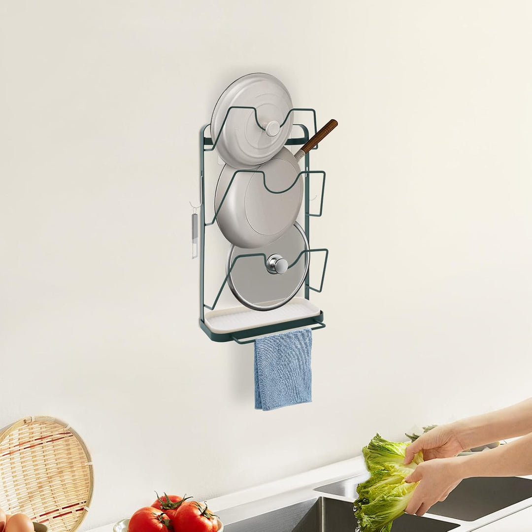 Topfdeckelhalter Wandmontage, Selbstklebend, 3 Schlitze, Topfdeckel-Organizer aus Metall für Küche,