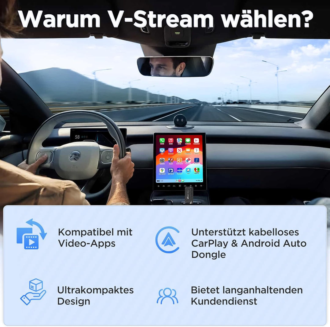 MSXTTLY Mini 3-in-1 Wireless CarPlay Android Auto Adapter, unterstützt Netflix, YouTube, TikTok und