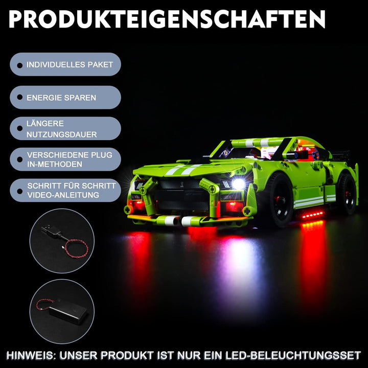 BrickBling Led Beleuchtungsset für Lego Technic Ford Mustang Shelby GT500, Dekorationsbeleuchtungsse