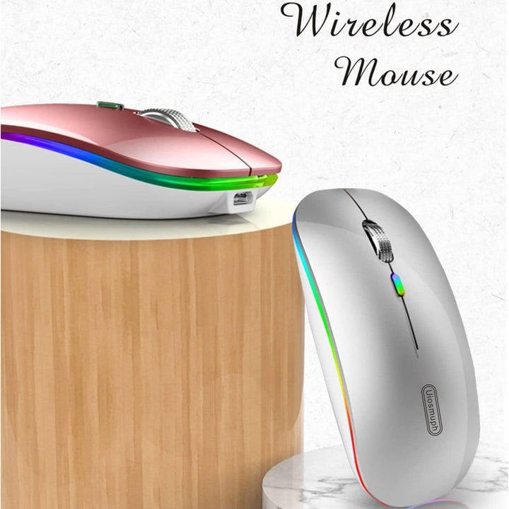 Uiosmuph Bluetooth Maus Kabellose, LED Funkmaus wiederaufladbar Leise Wireless Mouse 2.4GHz Kabellos
