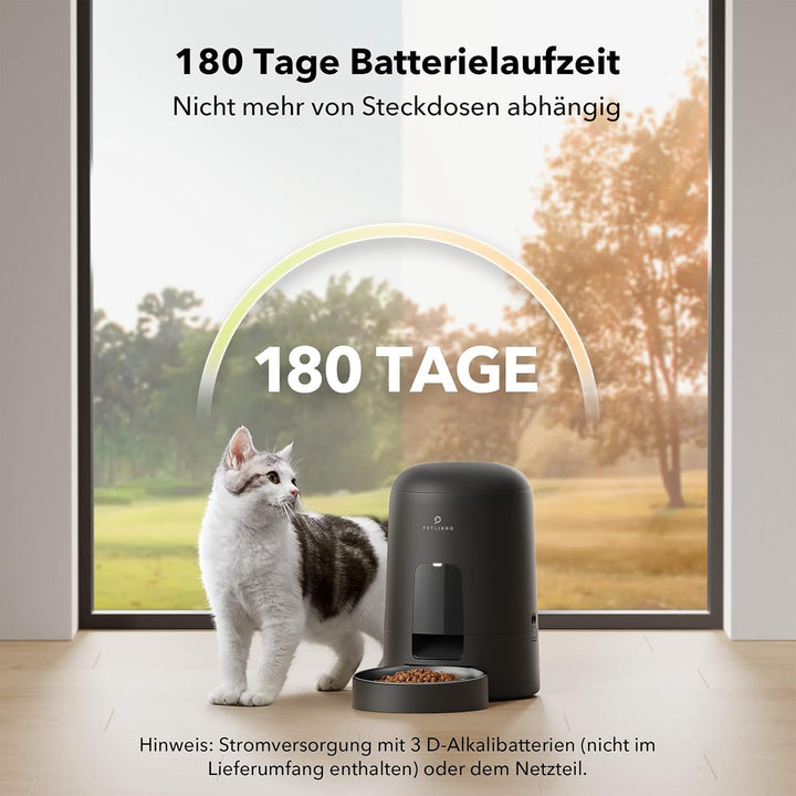 PETLIBRO Futterautomat Katze, Katzenfutterspender mit 180 Tagen Batterielebensdauer, Timed Katzenfut