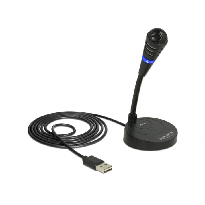 Delock USB Mikrofon mit Schwanenhals für Notebook und Computer, Plug&Play, ideal für Gaming, Podcast