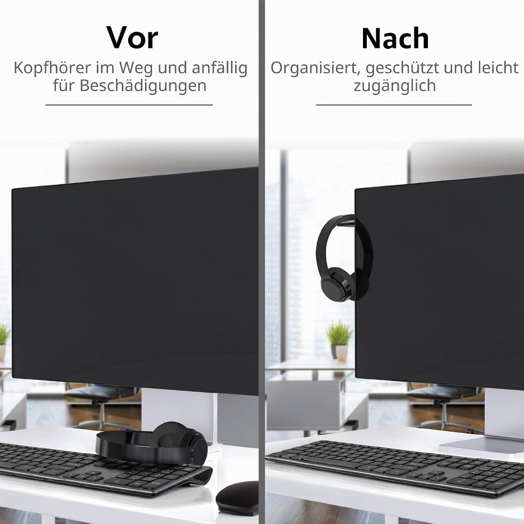 TotalMount Universal Kopfhörerhalterung Headset Ständer Aufhänger PC Monitor für alle Over-Ear und O