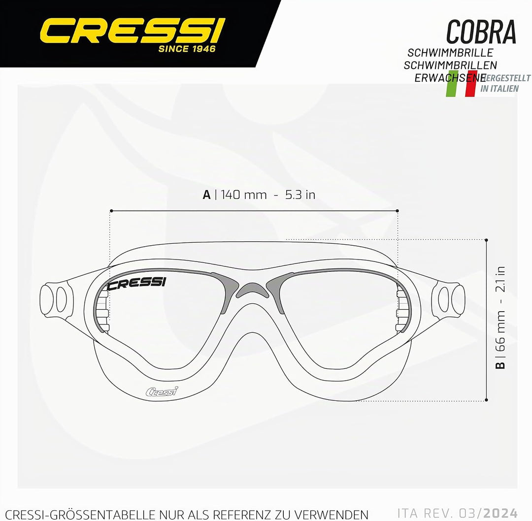 Cressi Swim Schwimmbrille Cobra Einheitsgrösse Schwarz, Einheitsgrösse Schwarz