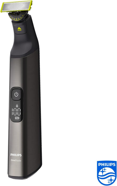 Philips OneBlade Pro Face + Body – Elektrischer Bartschneider, Rasierer und Trimmer, mit 14 Längenei