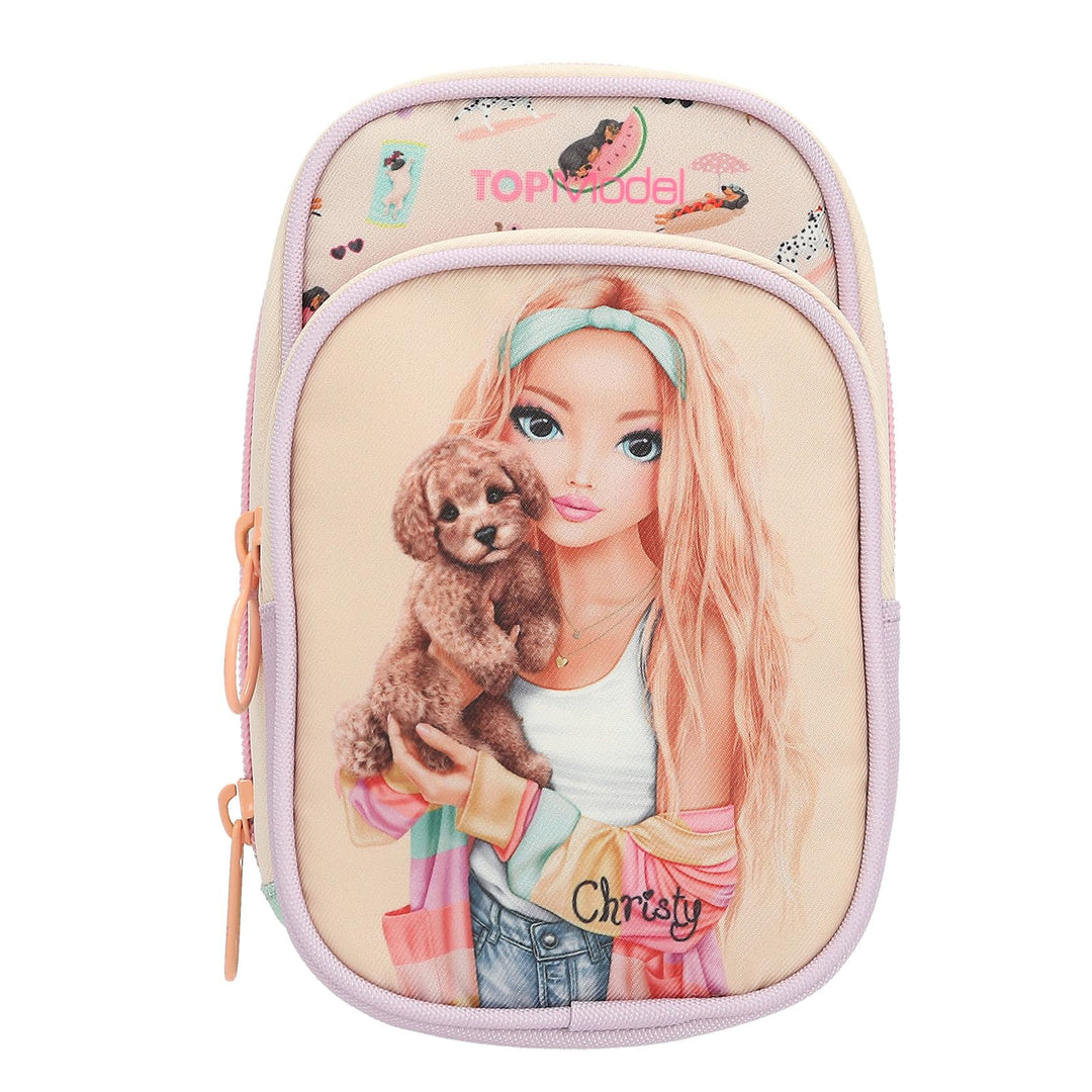 Depesche 14152 TOPModel Sunny Dog - Handytasche in Hellgelb, Lila und Türkis mit Model Motiv und Gli