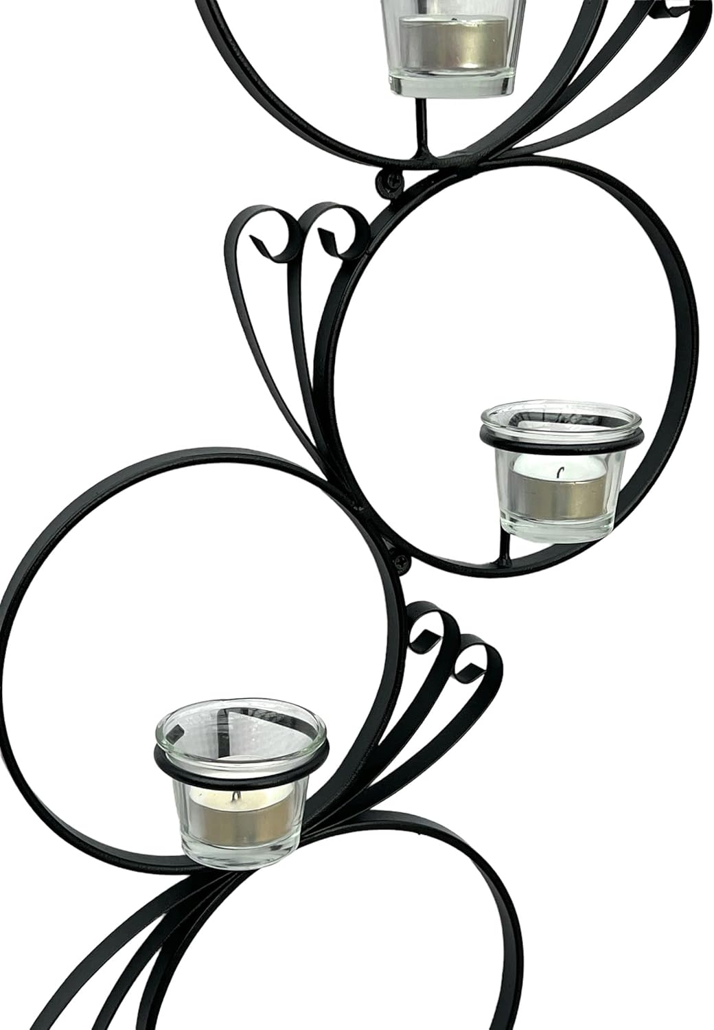 DanDiBo Wandteelichthalter Metall Schwarz Rund Wandkerzenhalter 60 cm Teelichthalter Wand Teelicht W