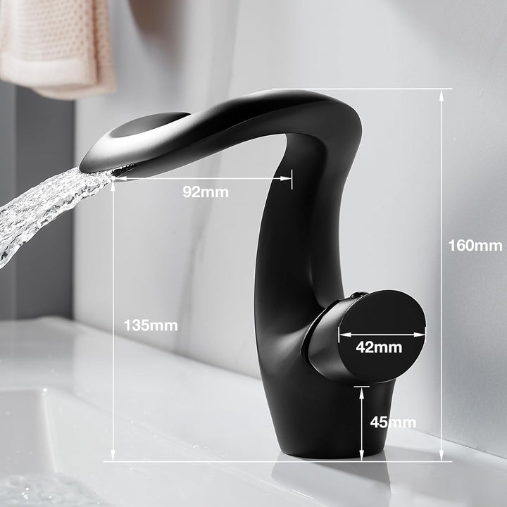 Wasserhahn Bad Schwarz Waschtischarmatur Wasserfall Mischbatterie Waschbecken Armaturen Modern Armat