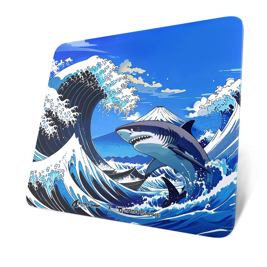 ATTACK SHARK CM05 Gaming-Mauspad Aus Gehärtetem Glas, Ultraglatte Oberfläche, 9H Gehärtetes Glas, 17