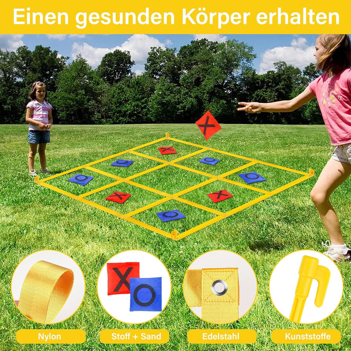 Riesiges Tic Tac Toe, Sitzsack-Wurfspiele für Kinder und Erwachsene, Outdoor-Spielset, Nylon, Gelb,