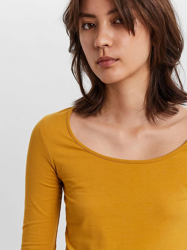 VERO MODA Damen Vmmaxi My Ls Soft Uneck Ga Noos Langarmshirts S 1x Golden Yellow, 1x Burnt Henna, 1x