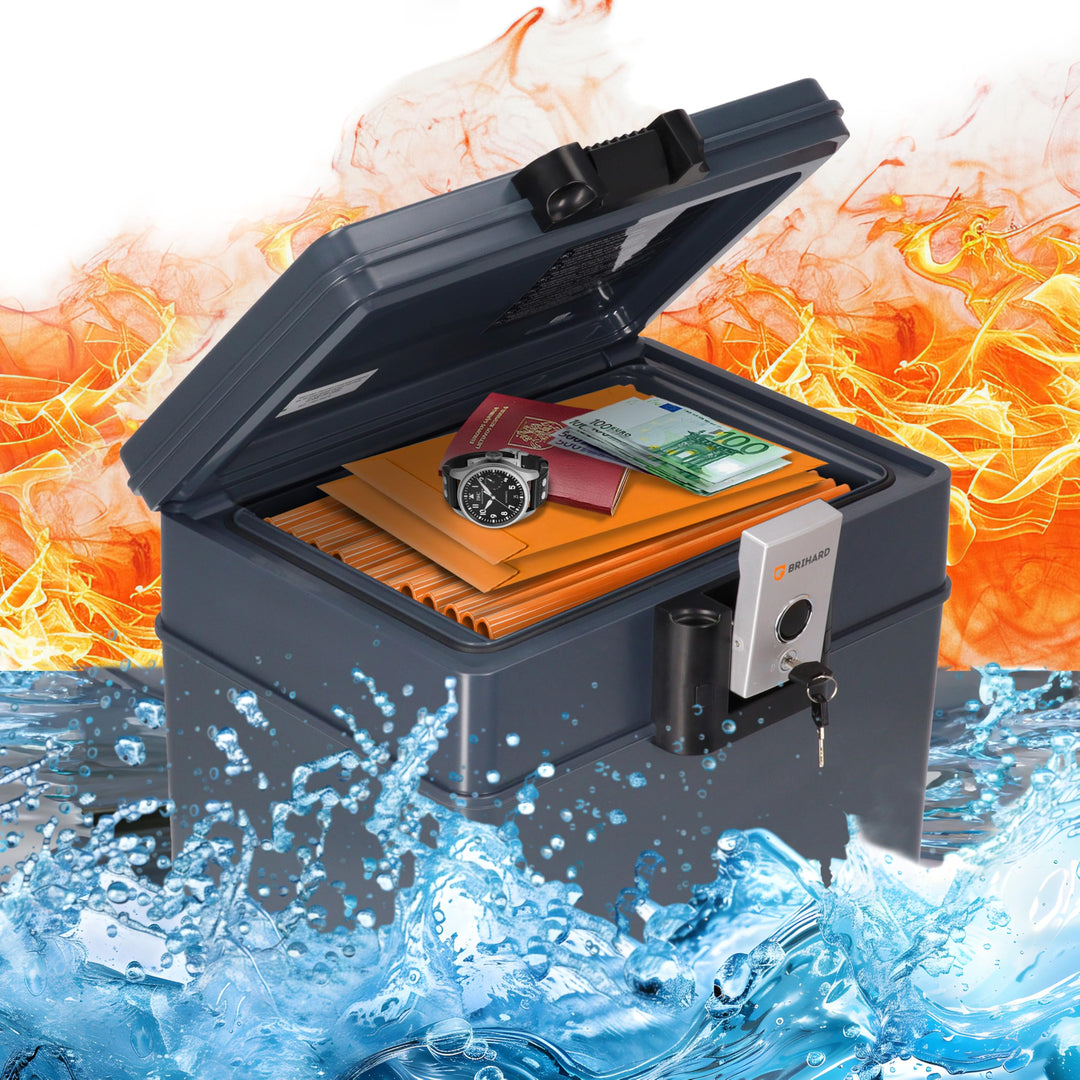 zertifizierte Dokumentenkassette 2037 A4 XXL - Wasserdichte &amp; Feuerfeste Dokumentenbox mit Schlüssel