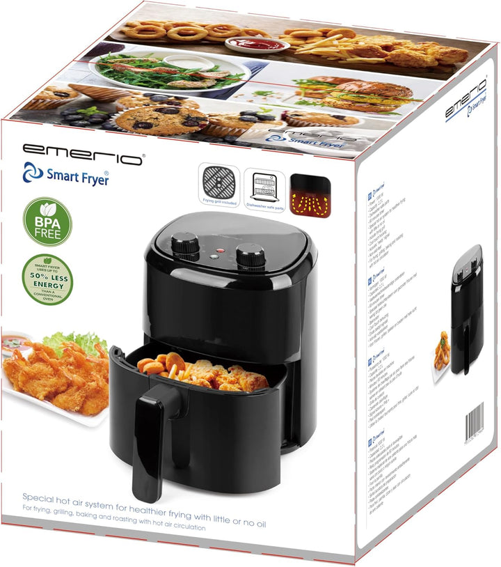 Emerio Heissluftfritteuse AirFryer | 2.2L Volumen für 1 Person oder als Zweitgerät | Frittieren mit