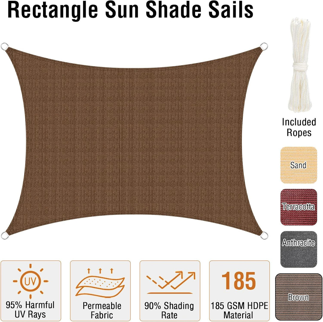 Duerer Sonnensegel 2x3m Rechteckig Sonnenschutz Garten Balkon und Terrasse, 95% UV Schutz, 185g/m² h