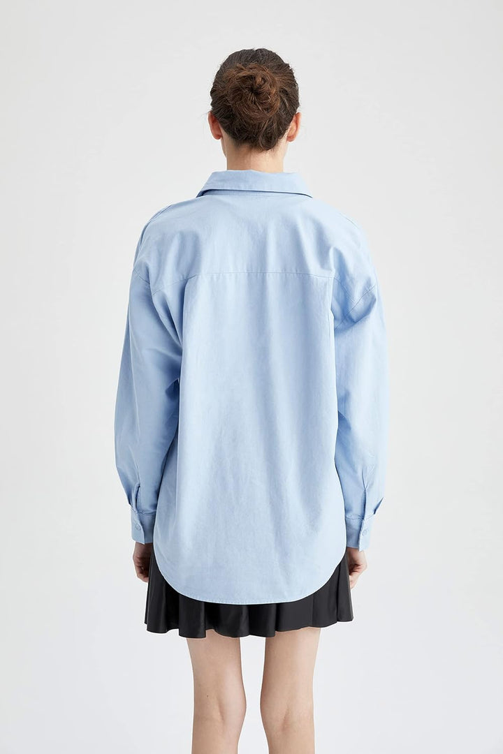 DeFacto Damen V2439AZ Tunic Shirt XS Lt.blue, XS Lt.blue