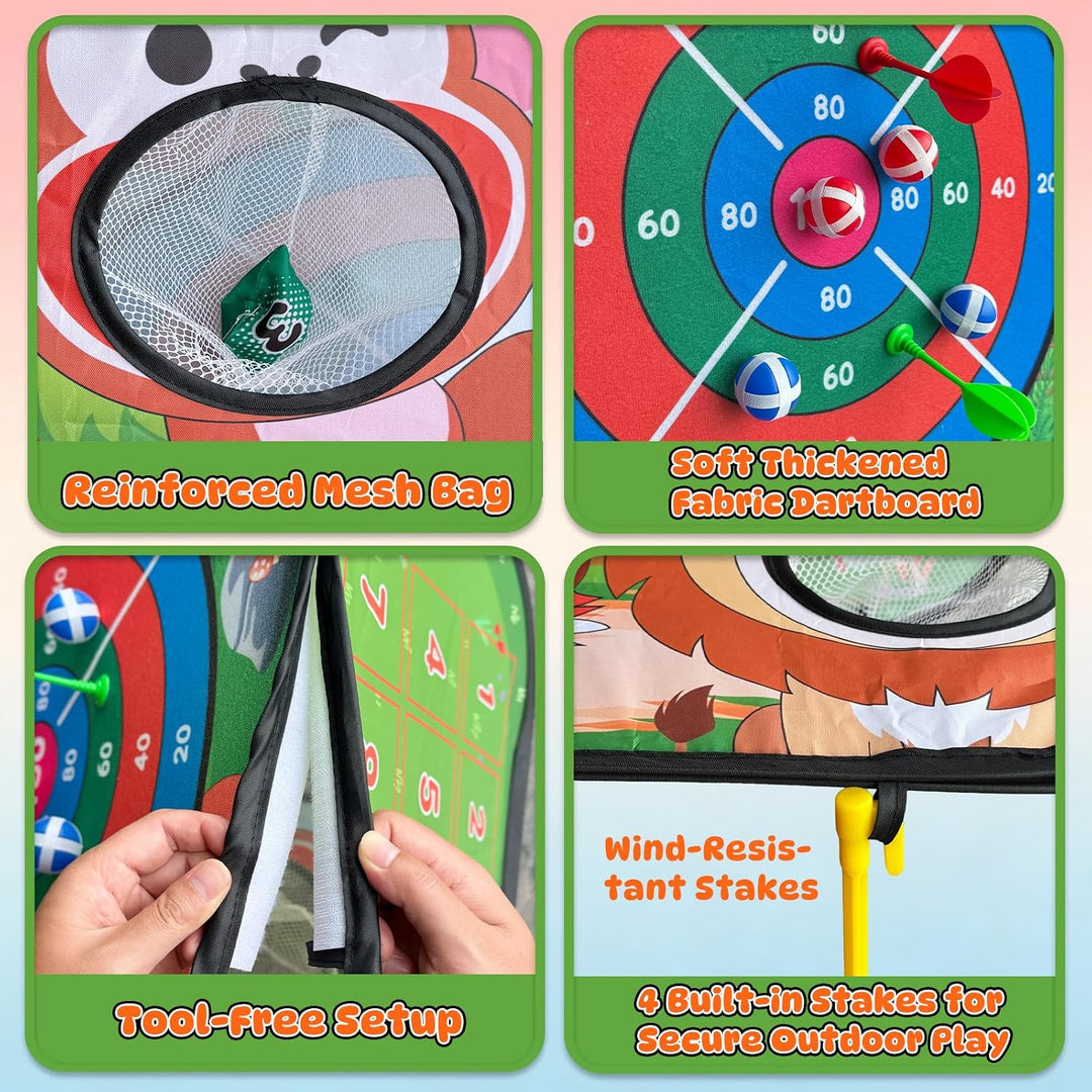 Cornhole Wurfspiel Kinder Outdoor - 5 in 1 Dartscheibe, Ringwurfspiel, Familienparty Strand Spiel Ga
