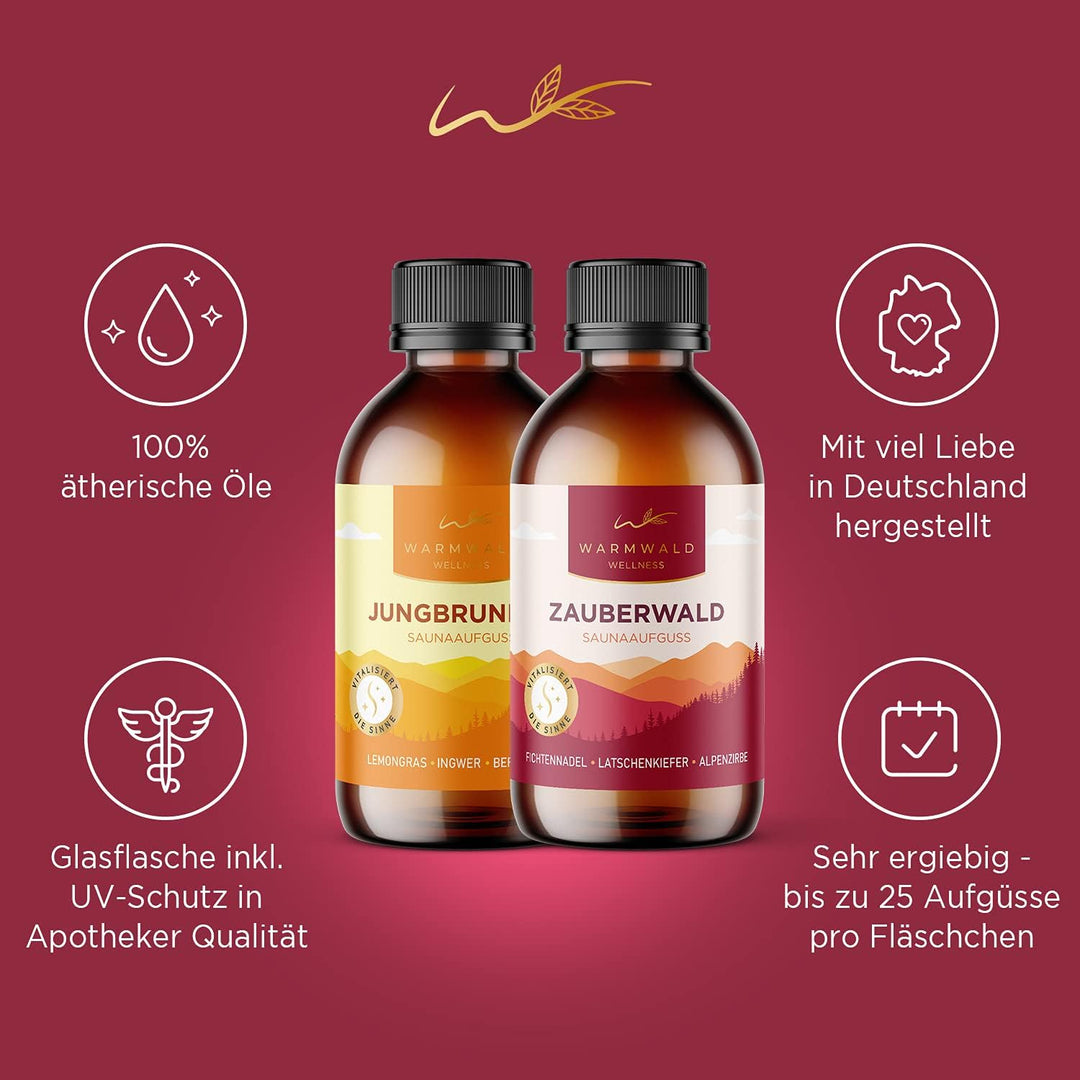 Warmwald - Saunaaufguss - Sauna Aufgussmittel mit natürlichen ätherischen Ölen - Saunaöl - Saunaduft
