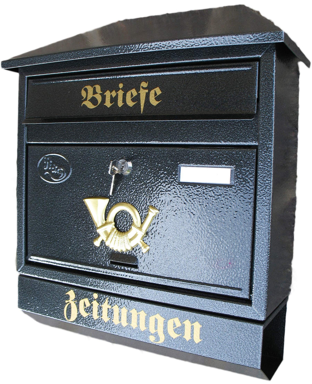 Naturholz-Schreinermeister Grosser Briefkasten/Postkasten XXL Anthrazit mit Zeitungsrolle und Montag