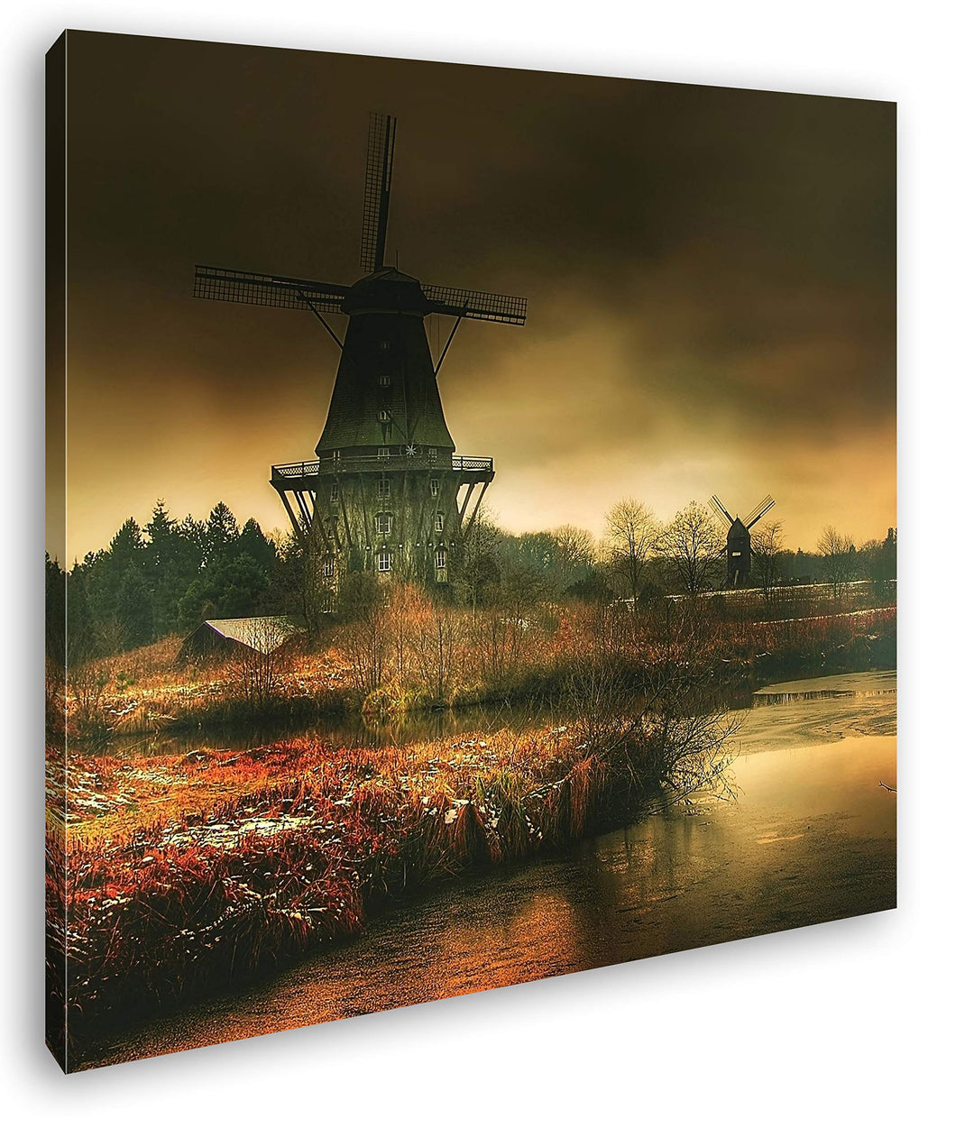 deyoli gigantische Windmühlen Format: 70x70 als Leinwandbild, Motiv fertig gerahmt auf Echtholzrahme
