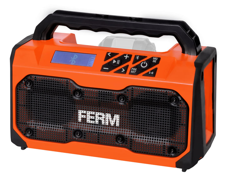 FERM Akku-Baustellenradio 20 V – Bluetooth 5.0 Lautsprecher mit FM-Radio, USB-Ladefunktion, Stereo 2