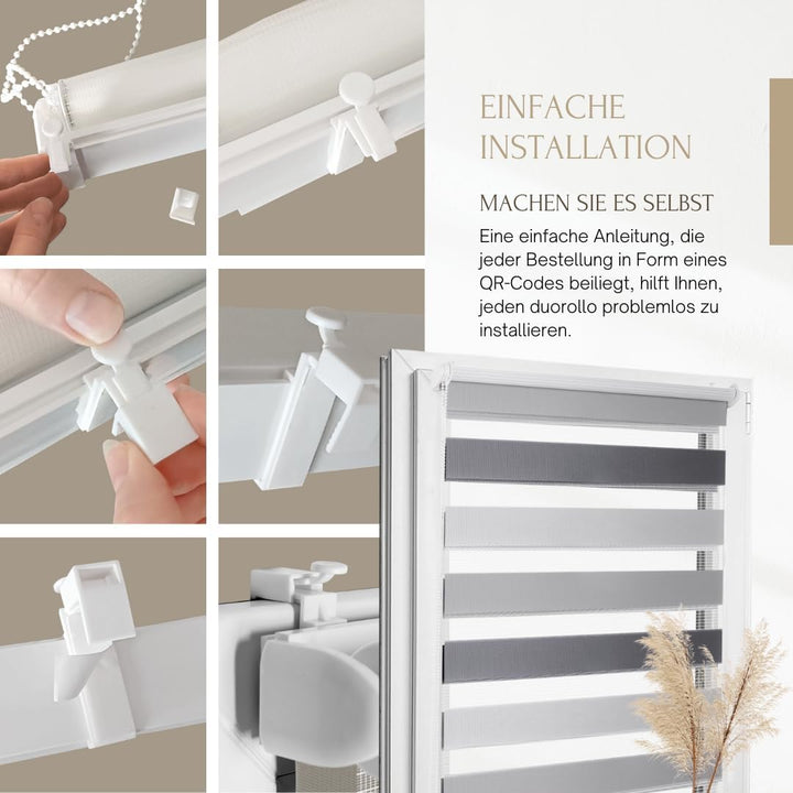 Home-Vision® DuoRollo Klemmfix, Doppelrollo ohne Bohren mit Klämmträgern, Rollos für Fenster und Tür