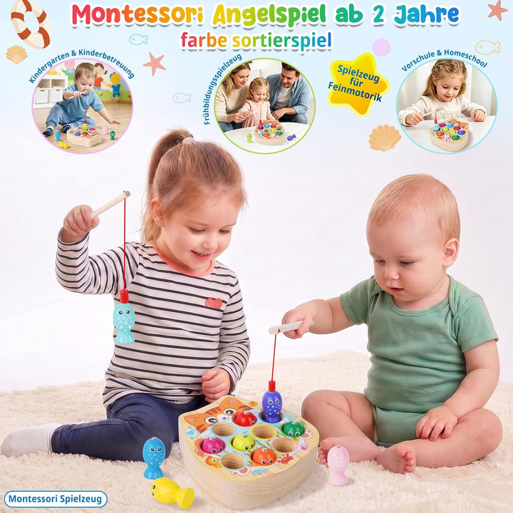 FCSONU Spielzeug ab 2 Jahre|Magnetspiel Angelspiel|Sortierspiel Feinmotorik | Kinder Farben Lernen|S